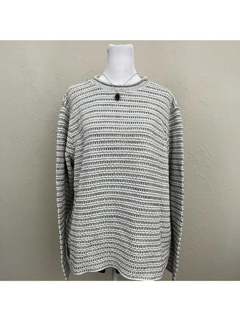 vintage 90s striped boho granola grunge roll neck sweater - Picture 2 of 8
